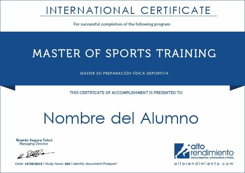 Máster Internacional en preparación física de Fútbol - Certificado internacional Alto Rendimiento