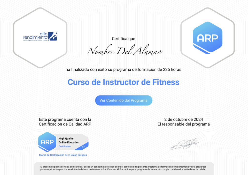 Curso Instructor de Fitness - Alto Rendimiento